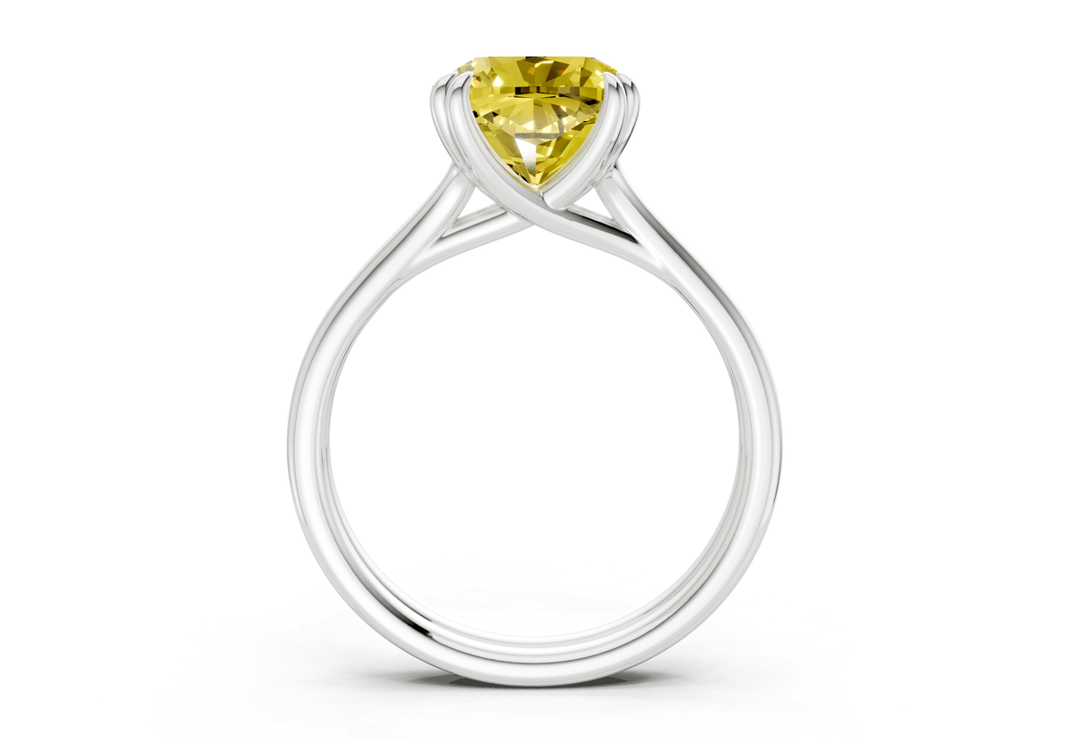 Audrey Yellow Diamond Solitaire Cushion Squareuare Cut 3.1mm Engagement Ring