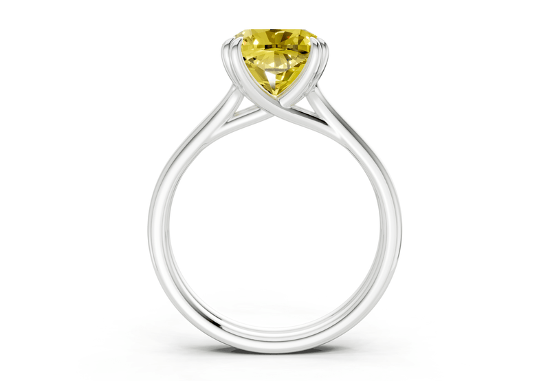 Audrey Yellow Diamond Solitaire Cushion Squareuare Cut 3.1mm Engagement Ring - Ring Premier
