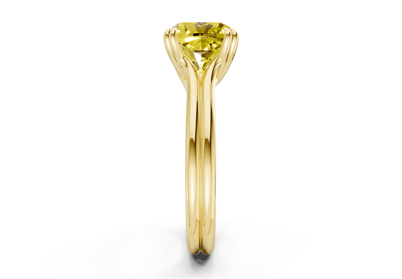 Audrey Yellow Diamond Solitaire Cushion Squareuare Cut 3.1mm Engagement Ring - Ring Premier