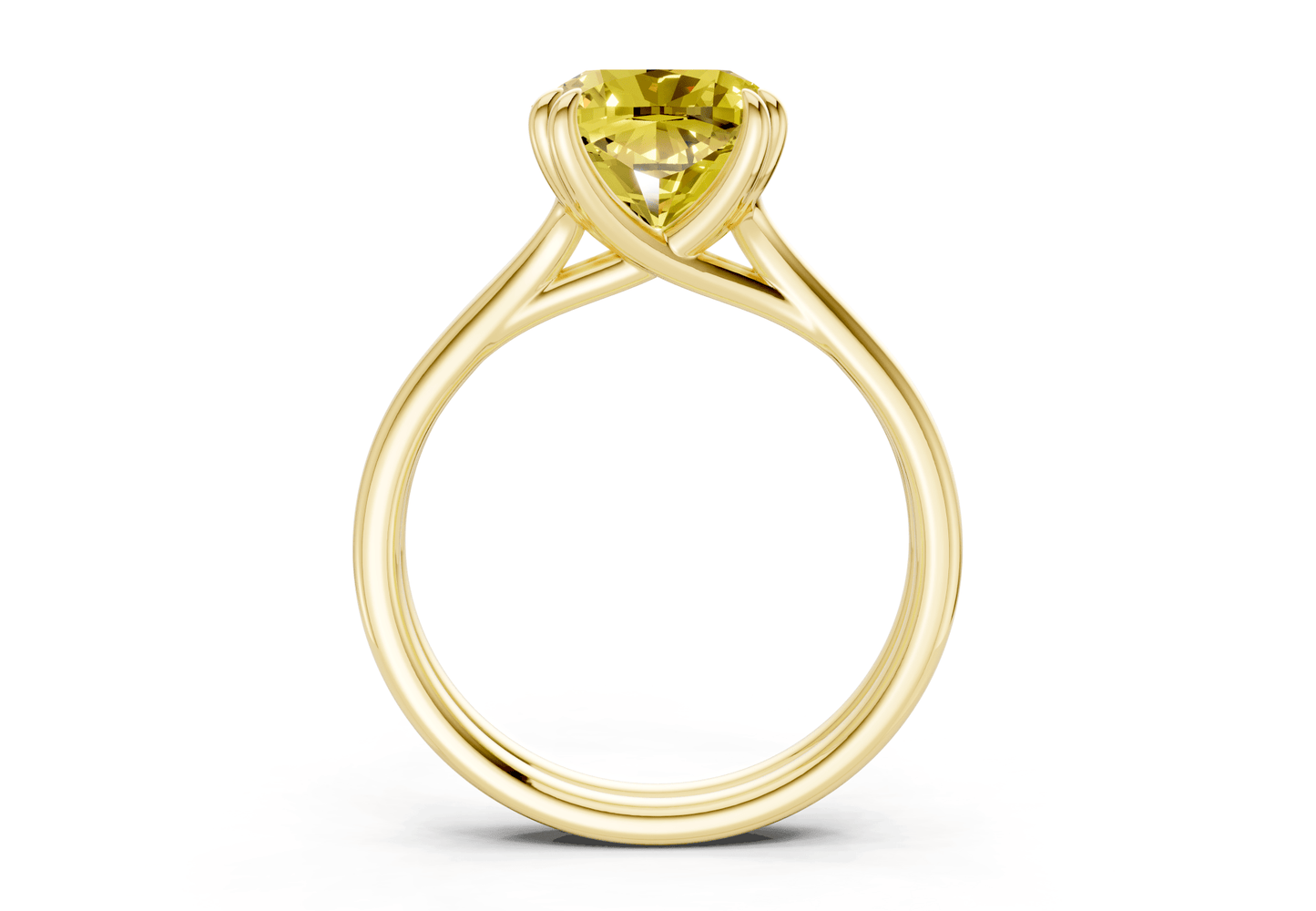 Audrey Yellow Diamond Solitaire Cushion Squareuare Cut 3.1mm Engagement Ring - Ring Premier