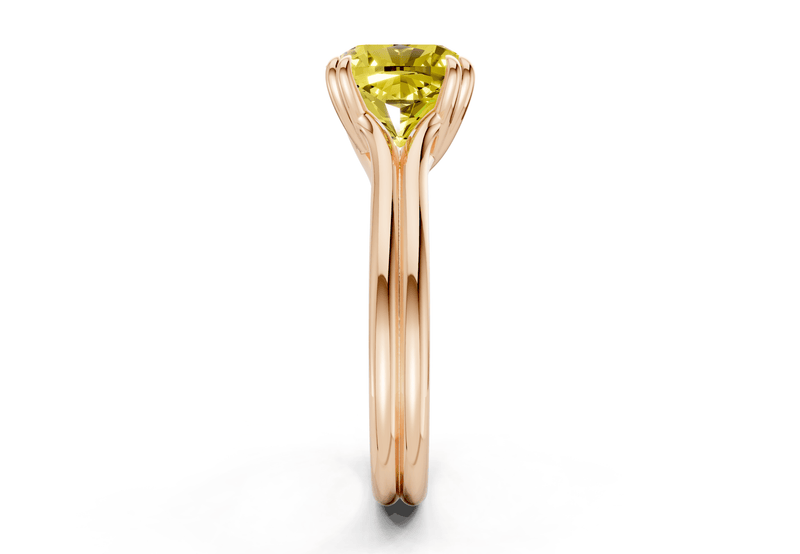 Audrey Yellow Diamond Solitaire Cushion Squareuare Cut 3.1mm Engagement Ring - Ring Premier