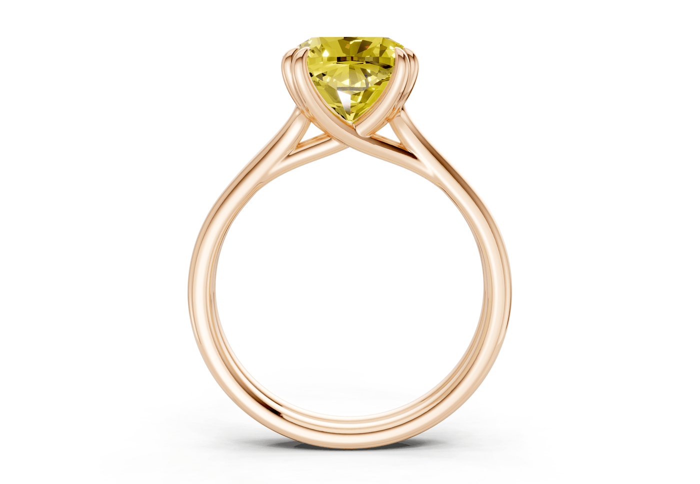 Audrey Yellow Diamond Solitaire Cushion Squareuare Cut 3.1mm Engagement Ring