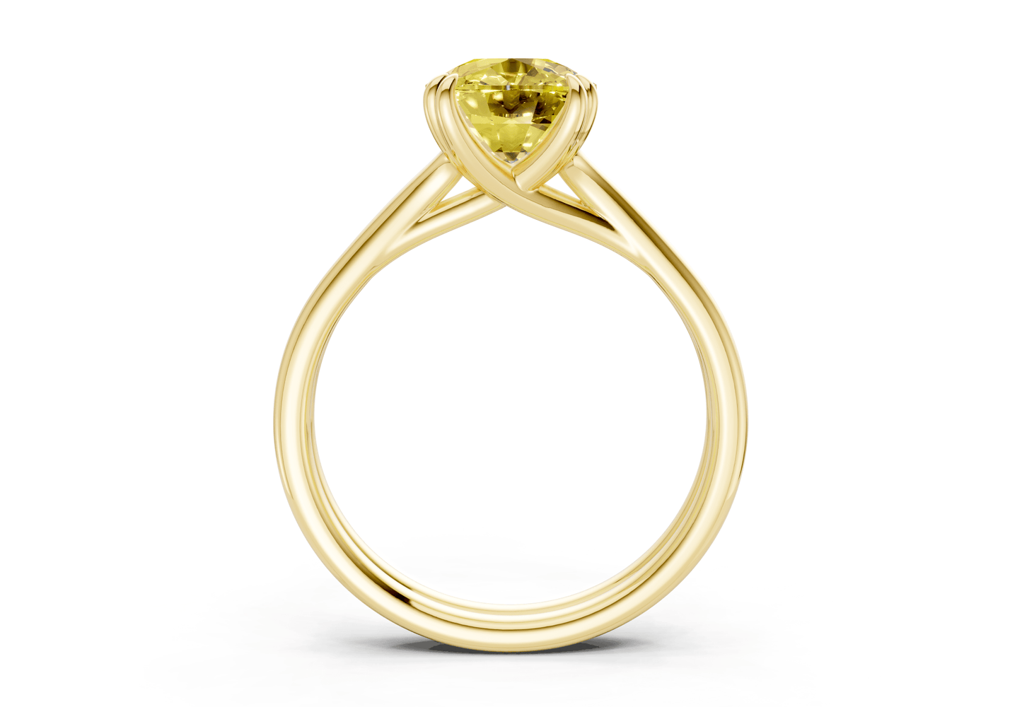 Audrey Yellow Diamond Solitaire Elongated Cushion Cut 3.1mm Engagement Ring - Ring Premier