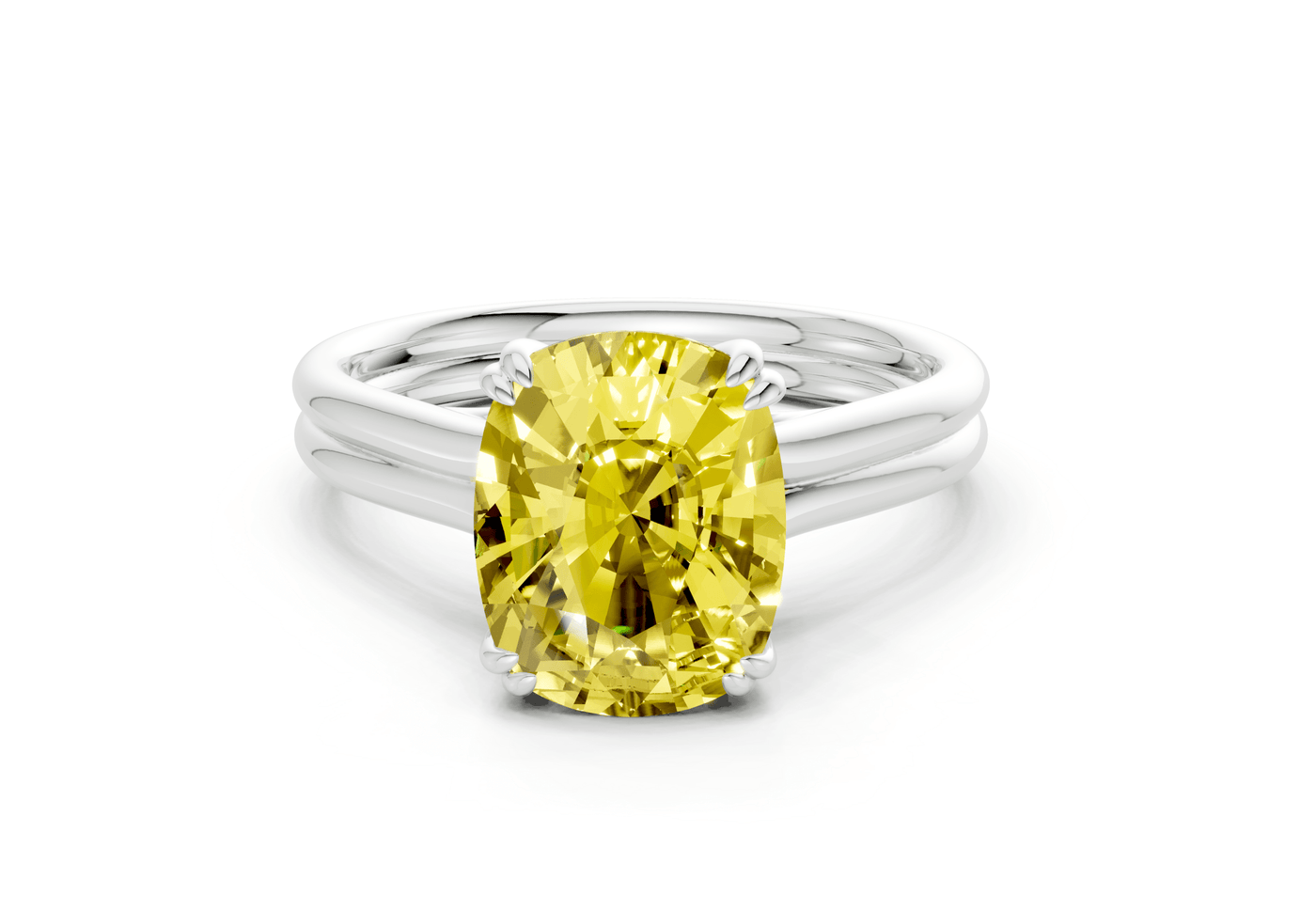 Audrey Yellow Diamond Solitaire Elongated Cushion Cut 3.1mm Engagement Ring