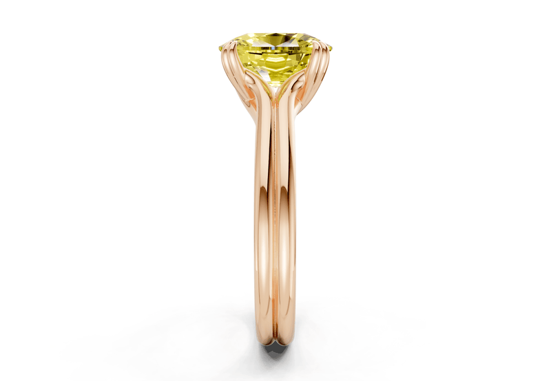 Audrey Yellow Diamond Solitaire Elongated Cushion Cut 3.1mm Engagement Ring - Ring Premier