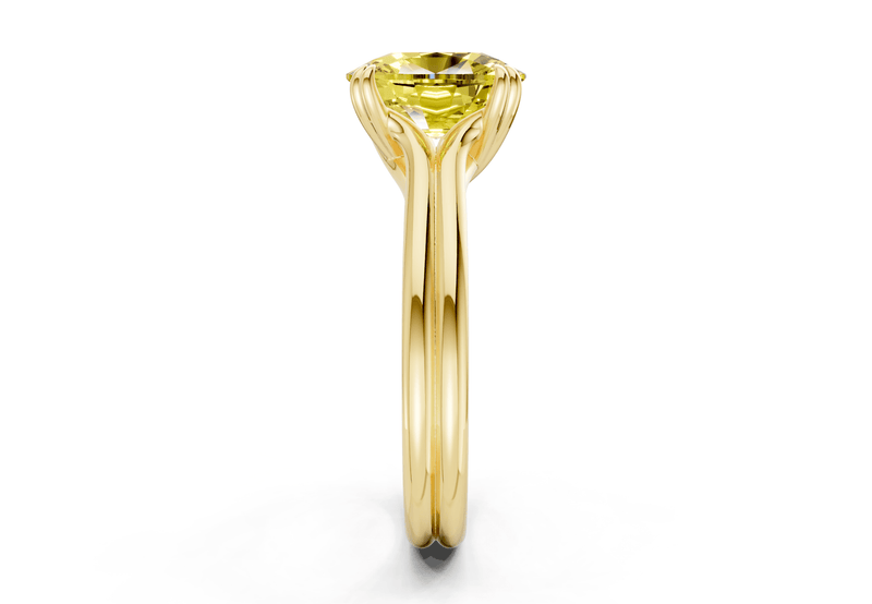 Audrey Yellow Diamond Solitaire Elongated Cushion Cut 3.1mm Engagement Ring - Ring Premier