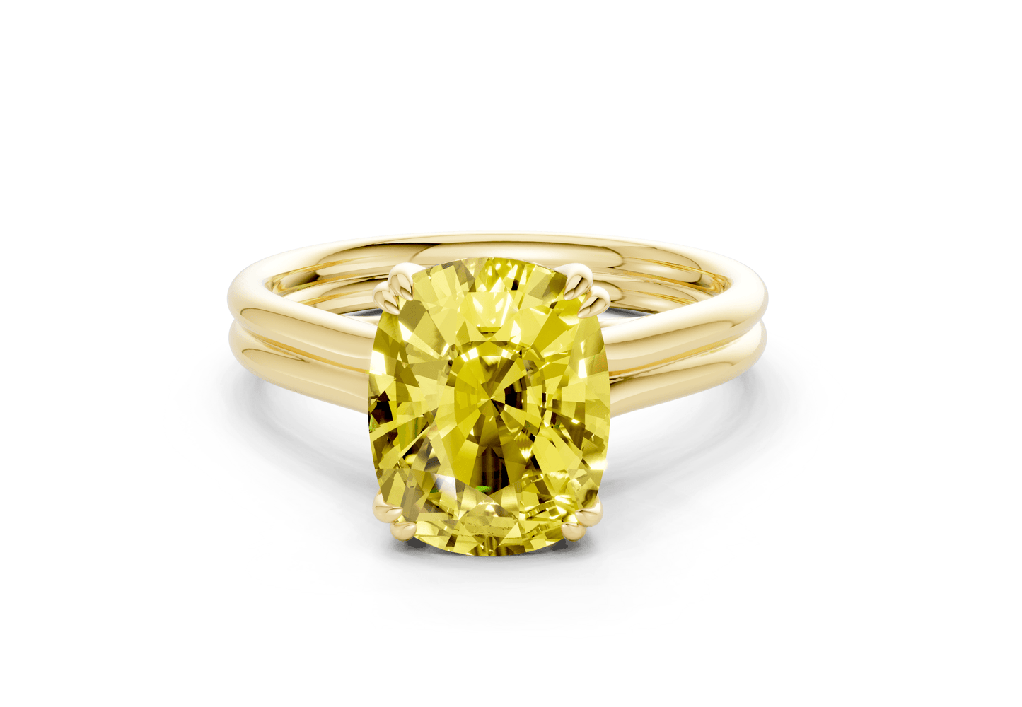 Audrey Yellow Diamond Solitaire Elongated Cushion Cut 3.1mm Engagement Ring - Ring Premier