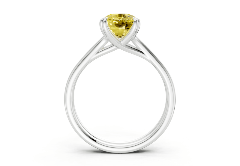 Audrey Yellow Diamond Solitaire Elongated Cushion Cut 3.1mm Engagement Ring - Ring Premier