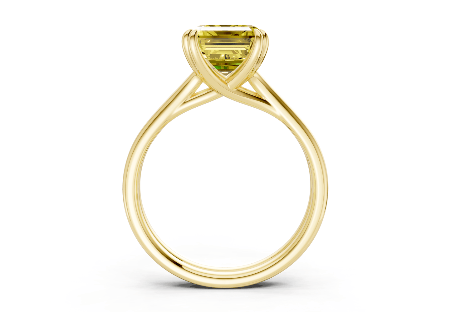 Audrey Yellow Diamond Solitaire Emerald Cut 3.1mm Engagement Ring - Ring Premier