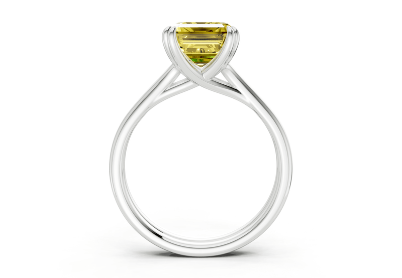Audrey Yellow Diamond Solitaire Emerald Cut 3.1mm Engagement Ring - Ring Premier