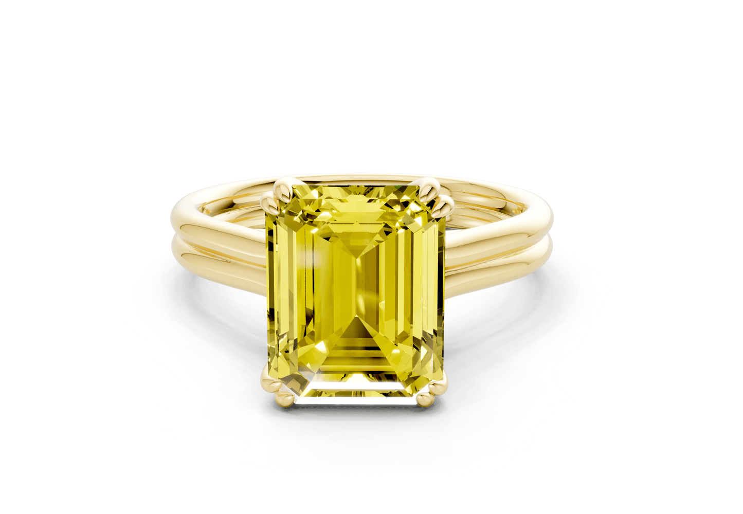 Audrey Yellow Diamond Solitaire Emerald Cut 3.1mm Engagement Ring - Ring Premier