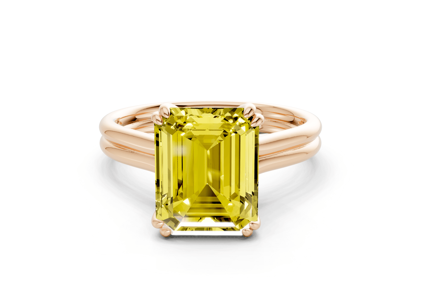 Audrey Yellow Diamond Solitaire Emerald Cut 3.1mm Engagement Ring