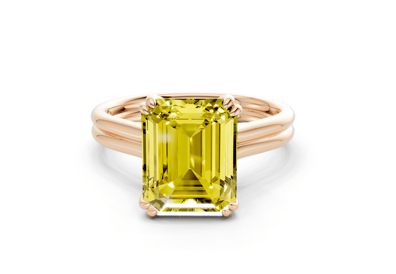 Audrey Yellow Diamond Solitaire Emerald Cut 3.1mm Engagement Ring - Ring Premier