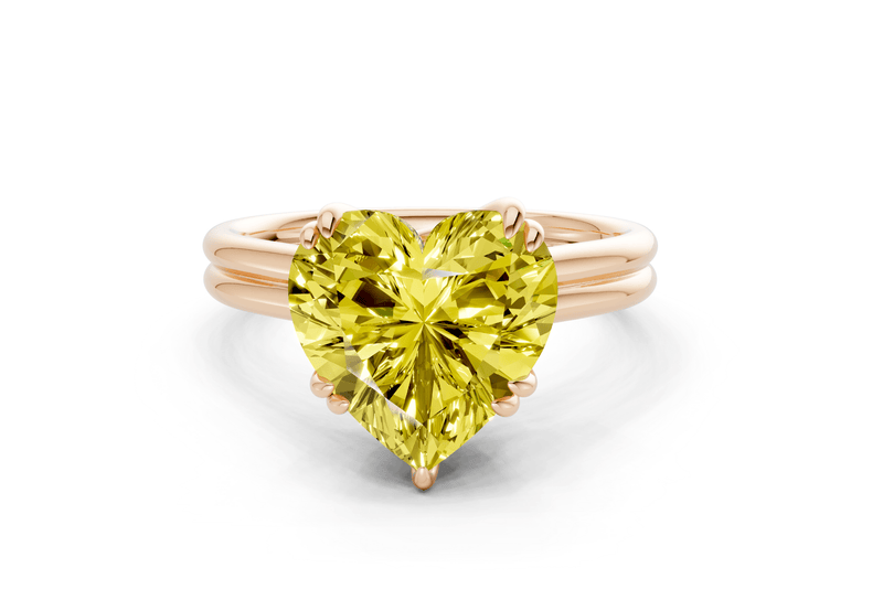 Audrey Yellow Diamond Solitaire Heart Cut 3.1mm Engagement Ring - Ring Premier