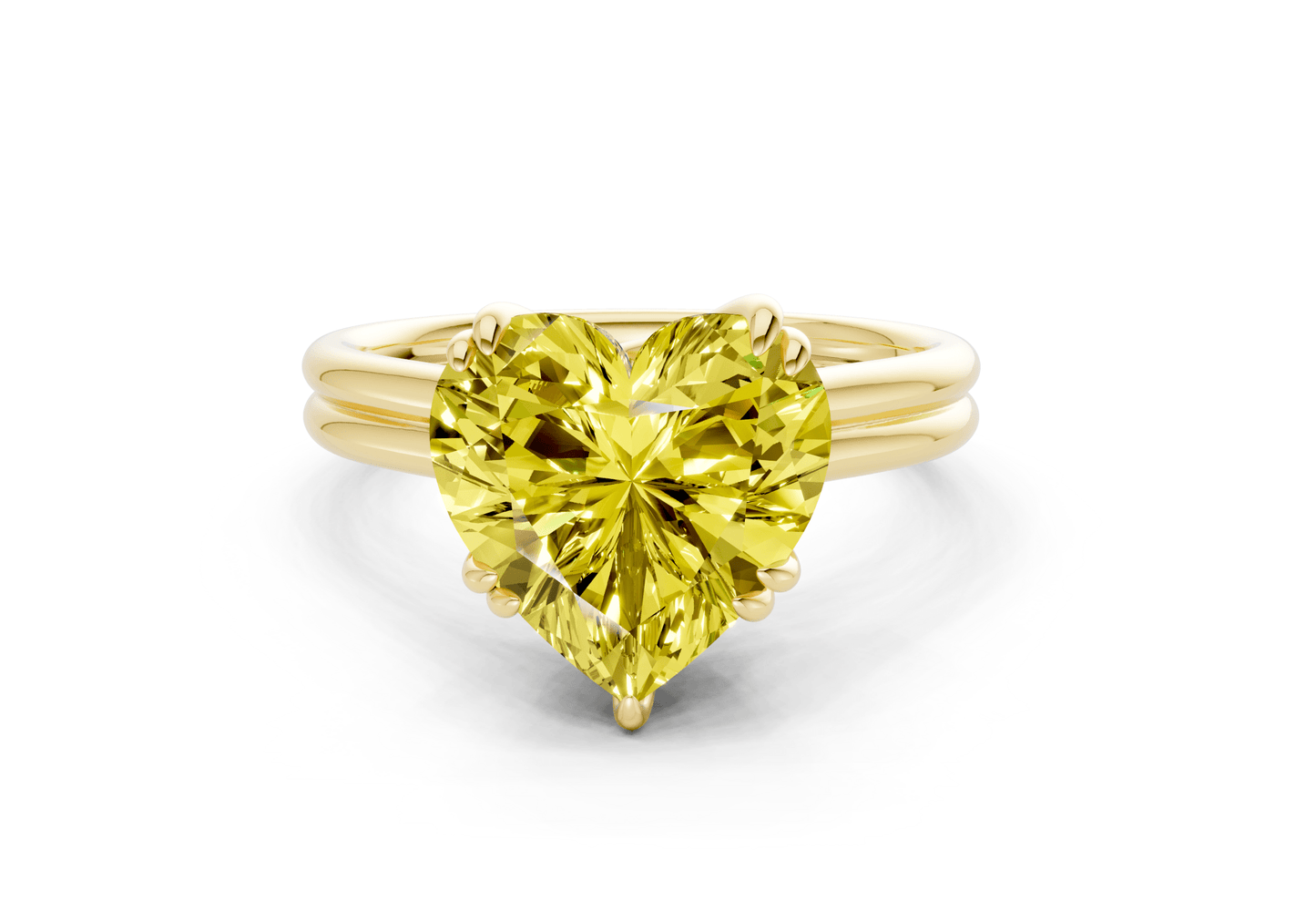 Audrey Yellow Diamond Solitaire Heart Cut 3.1mm Engagement Ring - Ring Premier