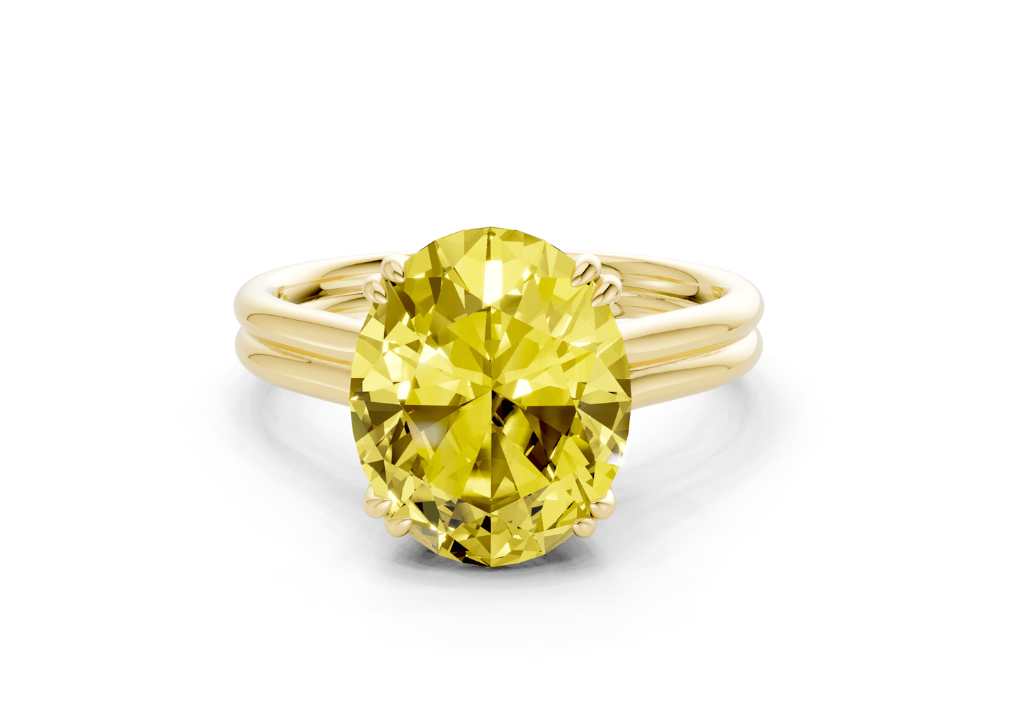Audrey Yellow Diamond Solitaire Oval Cut 3.1mm Engagement Ring - Ring Premier