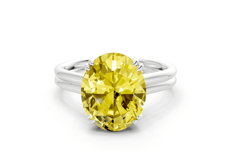 Audrey Yellow Diamond Solitaire Oval Cut 3.1mm Engagement Ring - Ring Premier