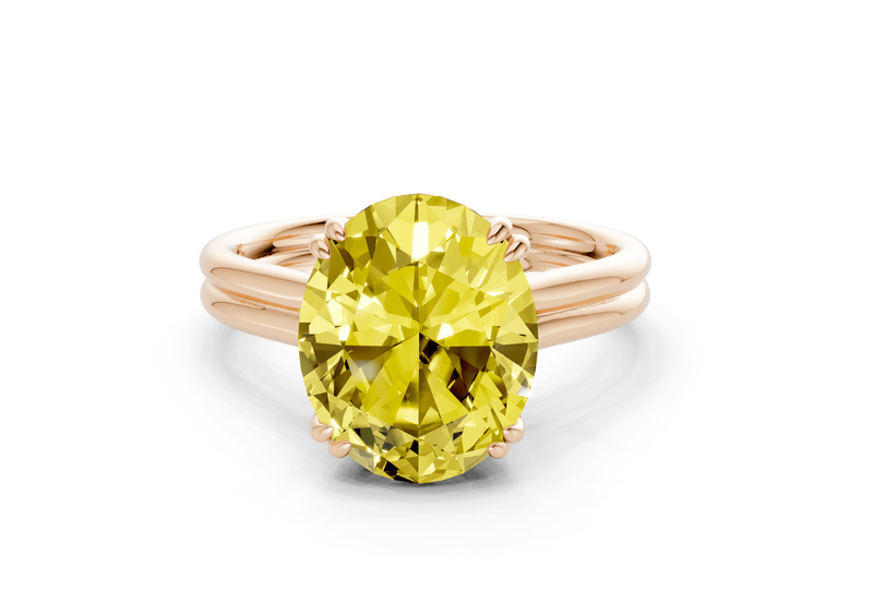 Audrey Yellow Diamond Solitaire Oval Cut 3.1mm Engagement Ring - Ring Premier