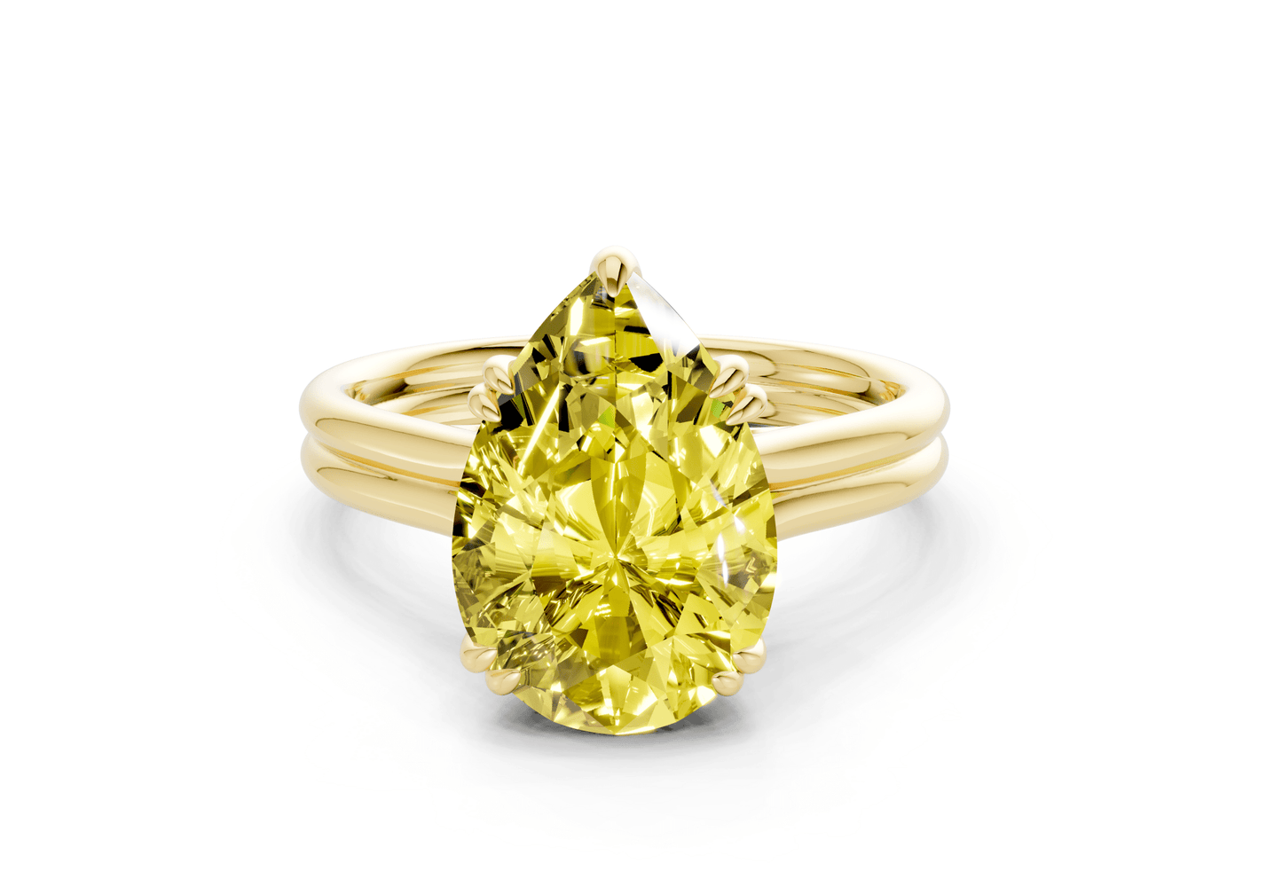 Audrey Yellow Diamond Solitaire Pear Cut 3.1mm Engagement Ring - Ring Premier
