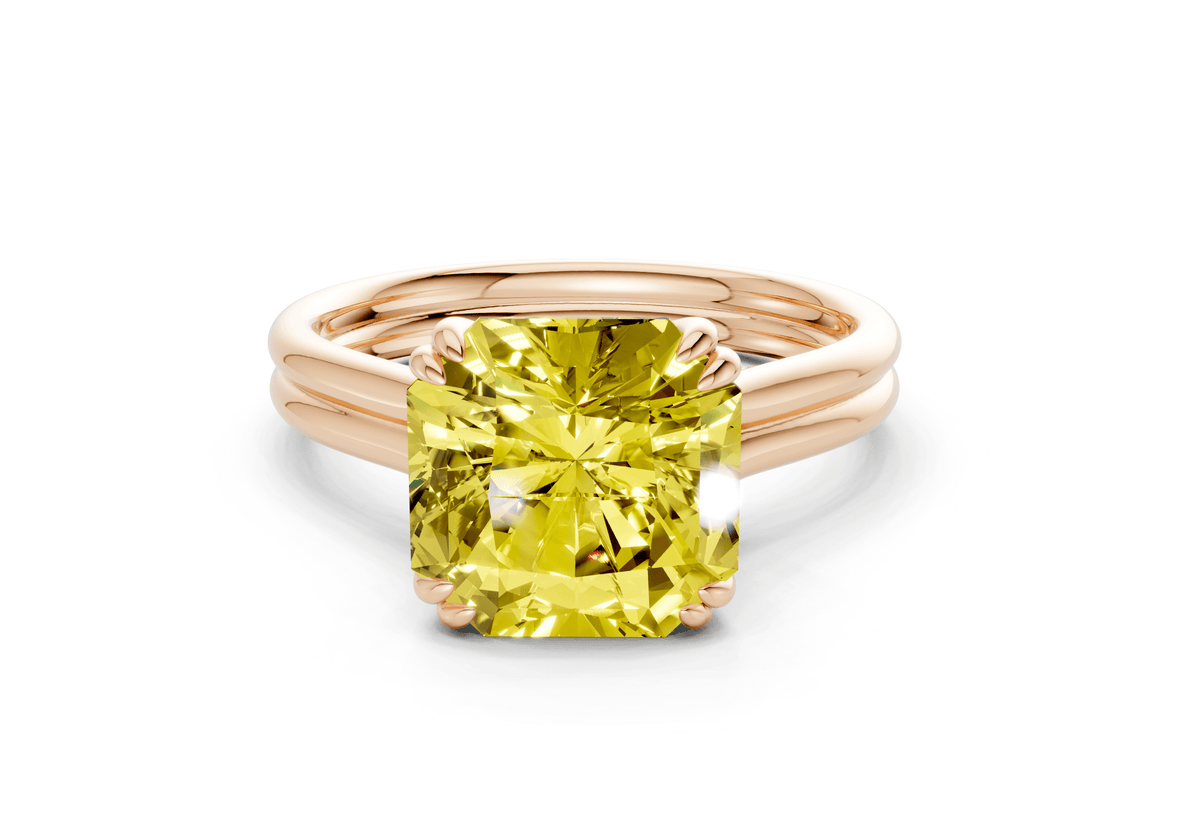 Audrey Yellow Diamond Solitaire Radiant Squareuare Cut 3.1mm Engagement Ring