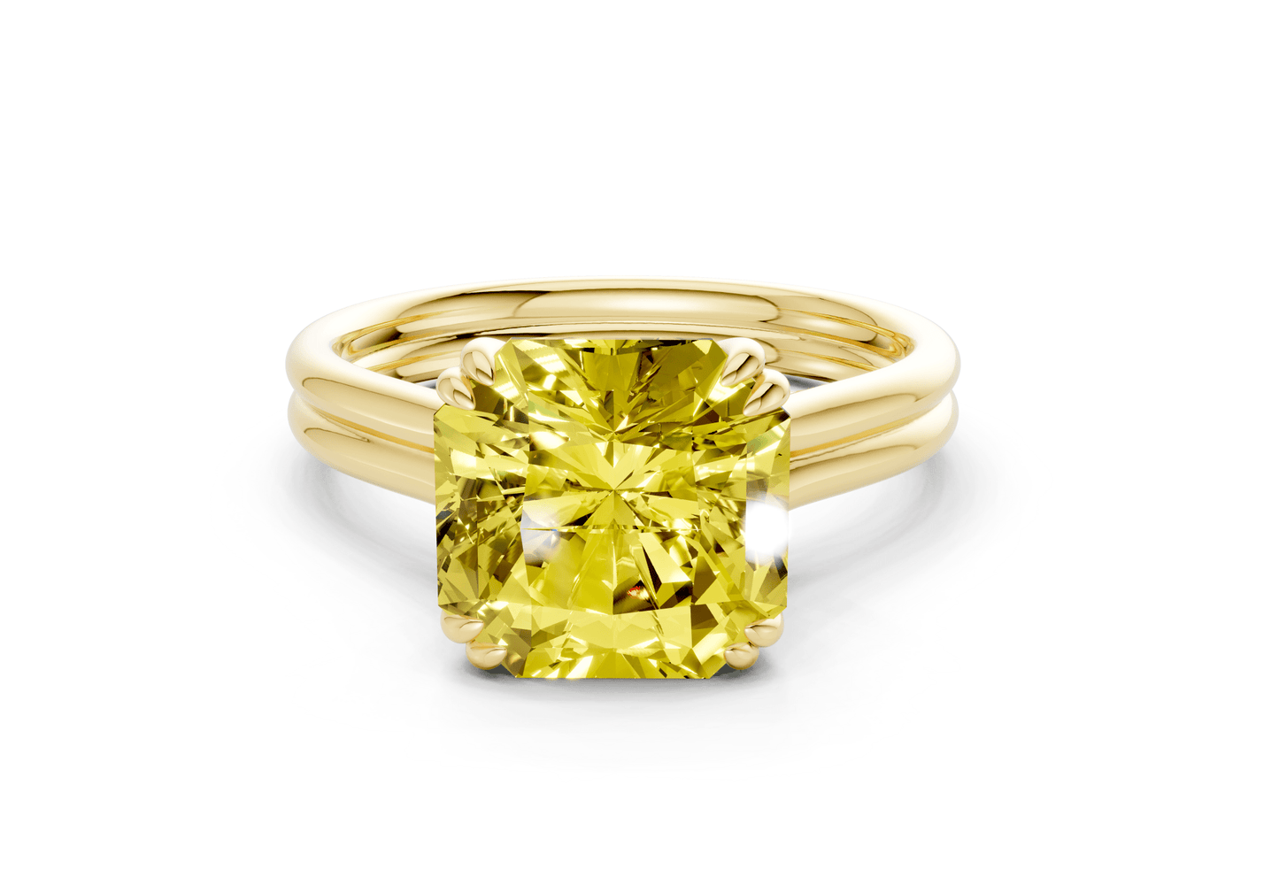 Audrey Yellow Diamond Solitaire Radiant Squareuare Cut 3.1mm Engagement Ring - Ring Premier