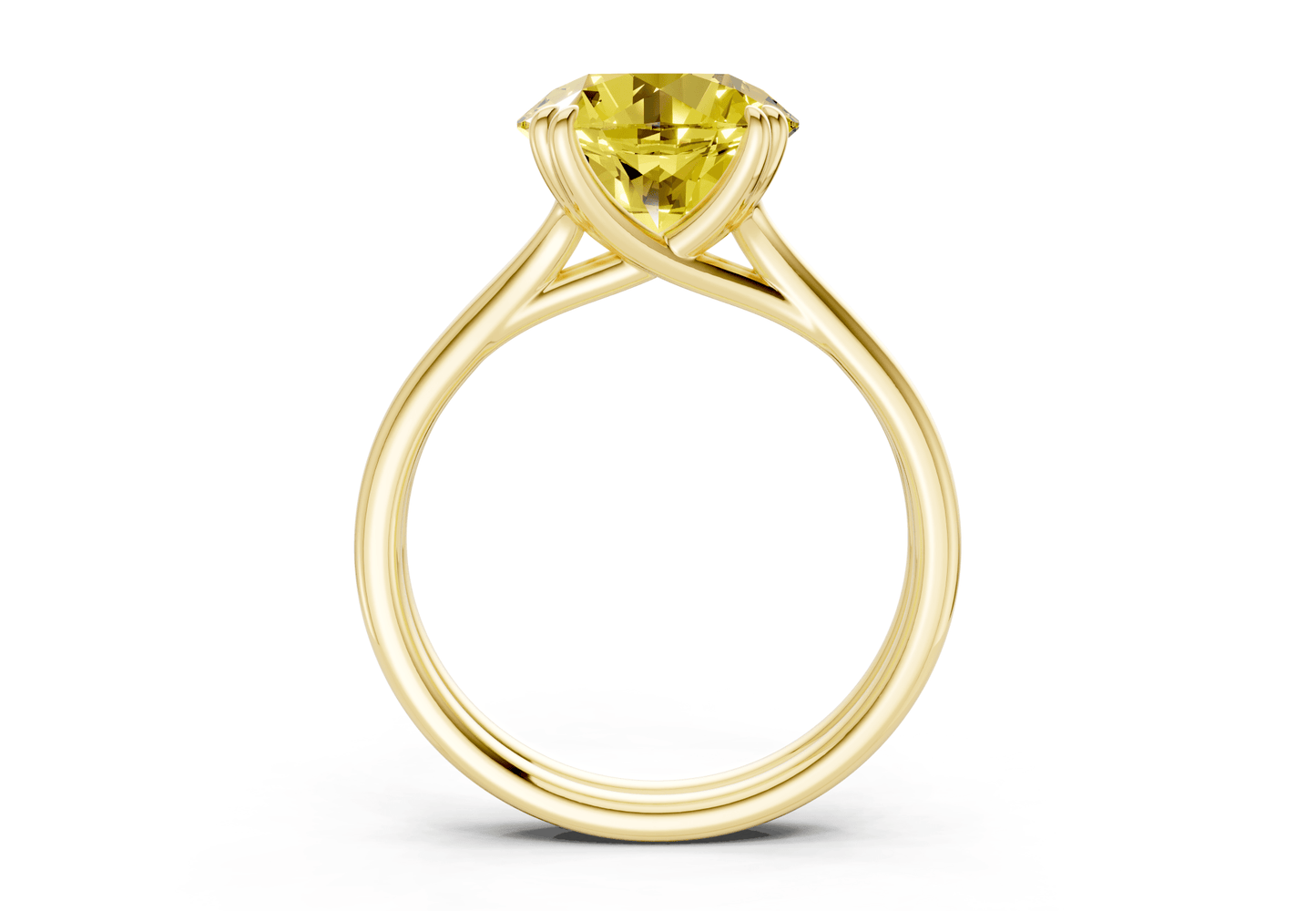 Audrey Yellow Diamond Solitaire Round Cut 3.1mm Engagement Ring - Ring Premier