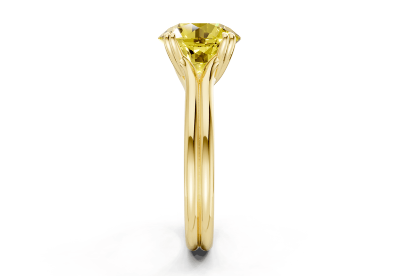 Audrey Yellow Diamond Solitaire Round Cut 3.1mm Engagement Ring - Ring Premier