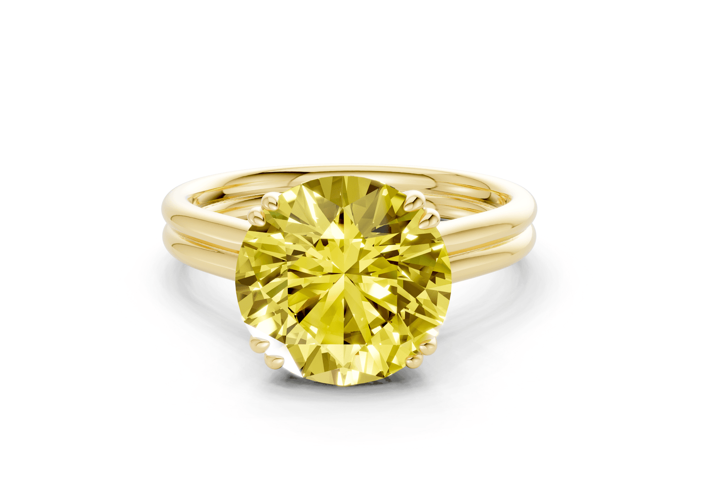 Audrey Yellow Diamond Solitaire Round Cut 3.1mm Engagement Ring - Ring Premier