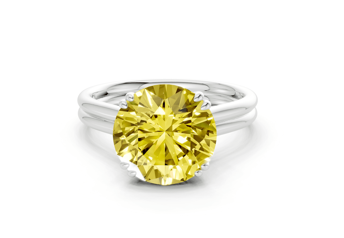 Audrey Yellow Diamond Solitaire Round Cut 3.1mm Engagement Ring