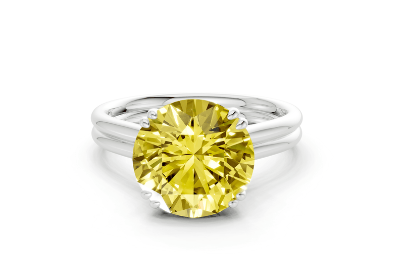 Audrey Yellow Diamond Solitaire Round Cut 3.1mm Engagement Ring - Ring Premier