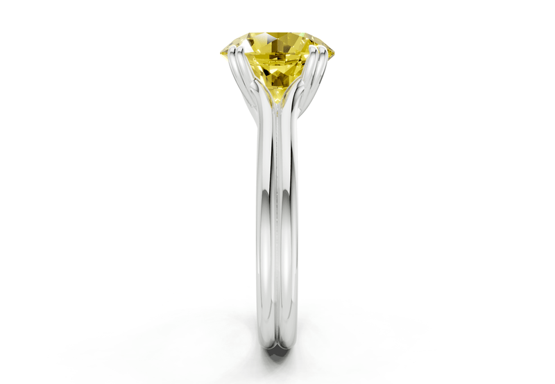Audrey Yellow Diamond Solitaire Round Cut 3.1mm Engagement Ring - Ring Premier