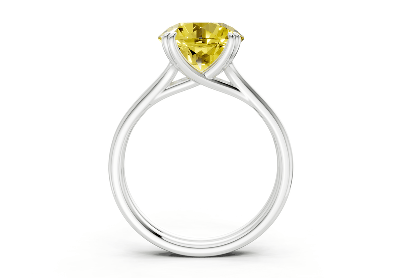Audrey Yellow Diamond Solitaire Round Cut 3.1mm Engagement Ring - Ring Premier