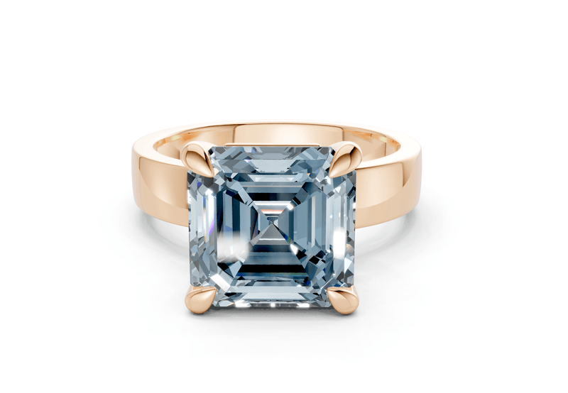 Cascade Blue Diamond Solitaire Asscher Cut 4mm Engagement Ring - Ring Premier