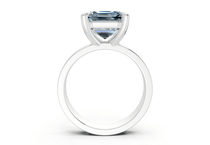Cascade Blue Diamond Solitaire Asscher Cut 4mm Engagement Ring - Ring Premier