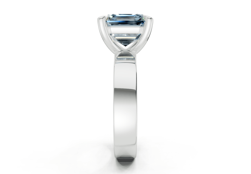 Cascade Blue Diamond Solitaire Asscher Cut 4mm Engagement Ring - Ring Premier