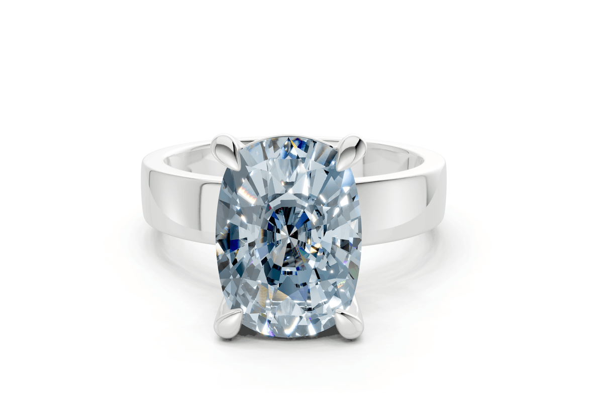 Cascade Blue Diamond Solitaire Elongated Cushion Cut 4mm Engagement Ring