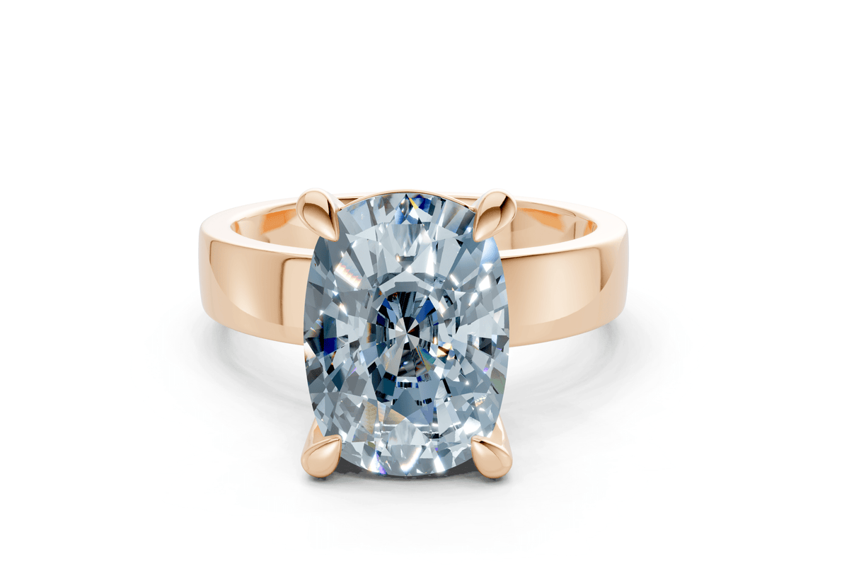 Cascade Blue Diamond Solitaire Elongated Cushion Cut 4mm Engagement Ring