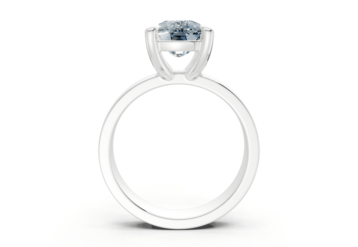 Cascade Blue Diamond Solitaire Elongated Cushion Cut 4mm Engagement Ring