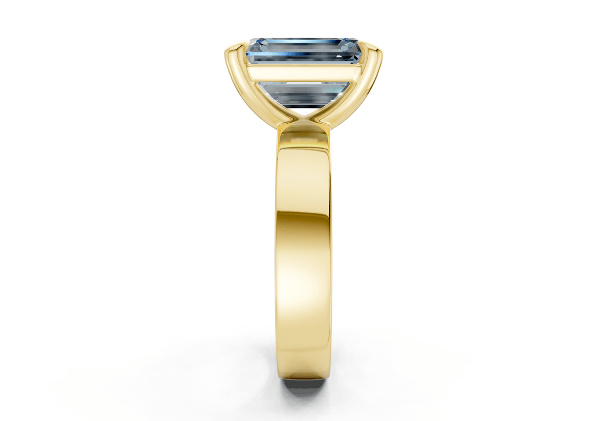 Cascade Blue Diamond Solitaire Emerald Cut 4mm Engagement Ring