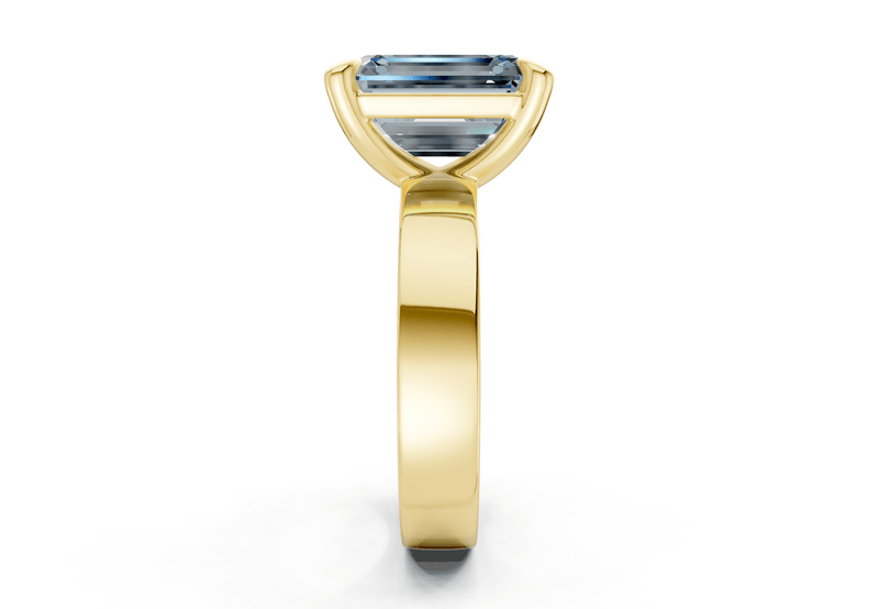 Cascade Blue Diamond Solitaire Emerald Cut 4mm Engagement Ring - Ring Premier