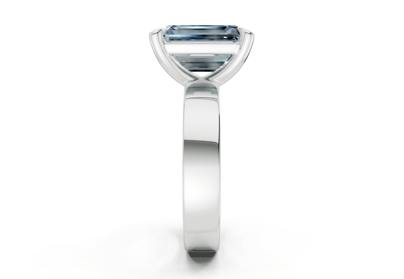 Cascade Blue Diamond Solitaire Emerald Cut 4mm Engagement Ring