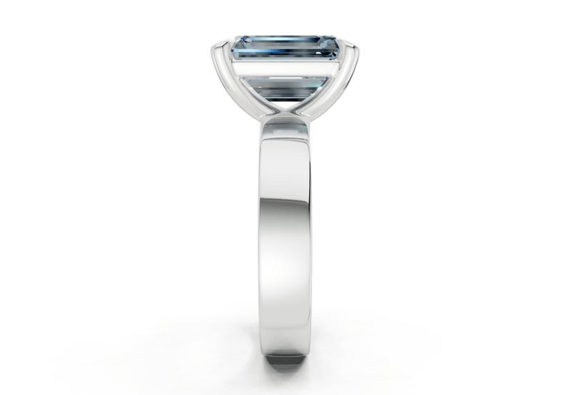 Cascade Blue Diamond Solitaire Emerald Cut 4mm Engagement Ring - Ring Premier