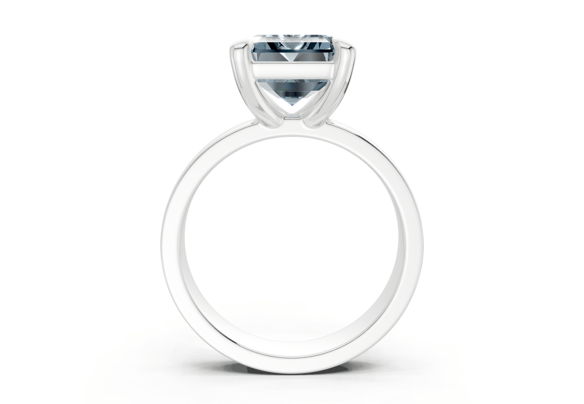 Cascade Blue Diamond Solitaire Emerald Cut 4mm Engagement Ring