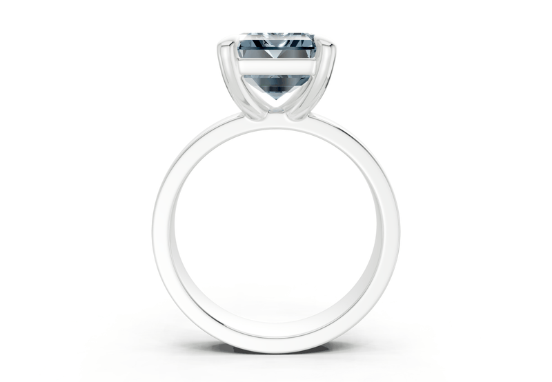 Cascade Blue Diamond Solitaire Emerald Cut 4mm Engagement Ring - Ring Premier