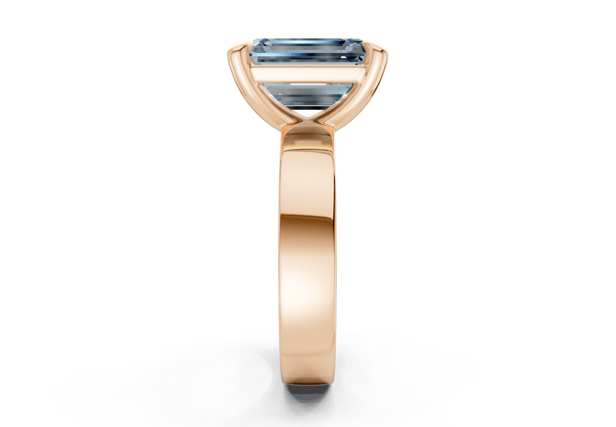Cascade Blue Diamond Solitaire Emerald Cut 4mm Engagement Ring