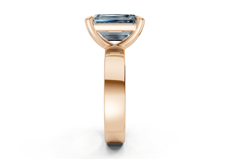 Cascade Blue Diamond Solitaire Emerald Cut 4mm Engagement Ring - Ring Premier