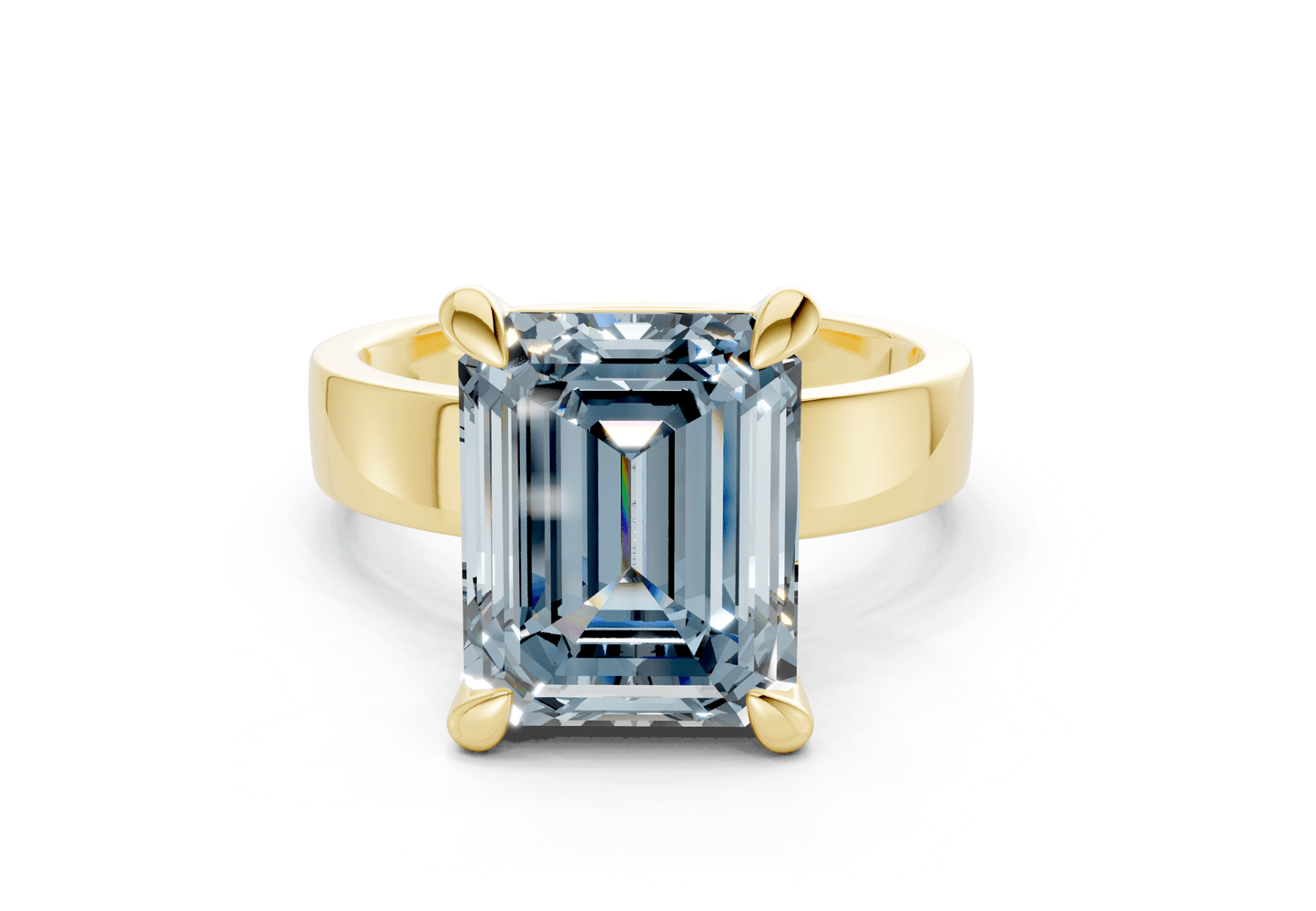 Cascade Blue Diamond Solitaire Emerald Cut 4mm Engagement Ring - Ring Premier