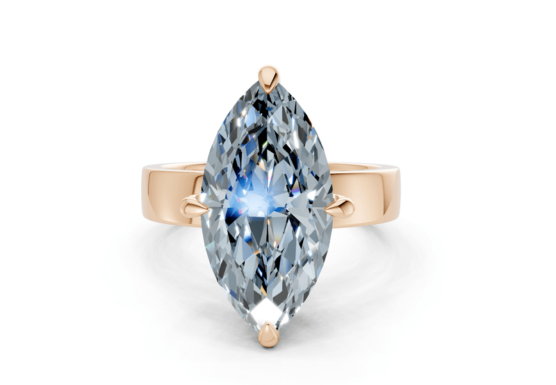 Cascade Blue Diamond Solitaire Marquise Cut 4mm Engagement Ring - Ring Premier
