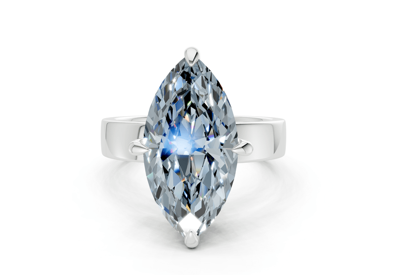 Cascade Blue Diamond Solitaire Marquise Cut 4mm Engagement Ring - Ring Premier