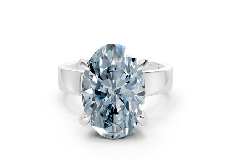 Cascade Blue Diamond Solitaire Oval Cut 4mm Engagement Ring - Ring Premier